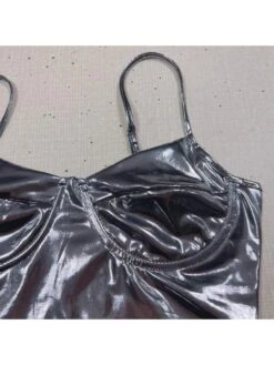 Metallic Spaghetti Straps Mini Dress -Women's Clothing Shop P 20240515181009903 633