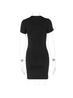 Solid Color High Rise Bodycon Short Sleeve Dress -Women's Clothing Shop P 20240516095504924 974