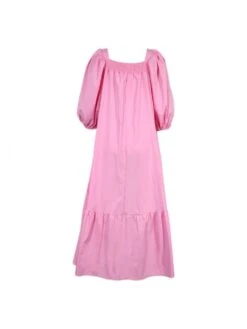 Ruffle Square Neck Puff Sleeve Loose Dress -Women's Clothing Shop P 20240516150008881 327