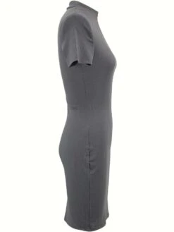 Mock Neck Zipper Short Sleeve Mini Dress -Women's Clothing Shop P 20240516152521465 492