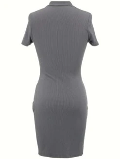 Mock Neck Zipper Short Sleeve Mini Dress -Women's Clothing Shop P 20240516152522156 354