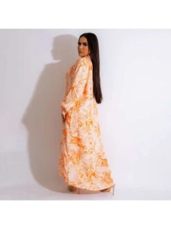 Contrast Color Lapel Buckle Maxi Dress -Women's Clothing Shop P 20240517151510143 583