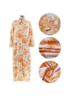 Contrast Color Lapel Buckle Maxi Dress -Women's Clothing Shop P 20240517151514265 206