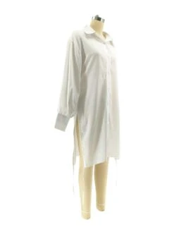 Drawstring Lace Up Lapel Shirt Dress -Women's Clothing Shop P 20240517151603558 329