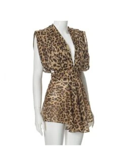 Leopard V Neck Backless Mini Dress -Women's Clothing Shop P 20240518081505783 288