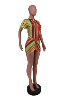 Colorblock Vertical Knot Mini Dress -Women's Clothing Shop P 20240520175013586 927