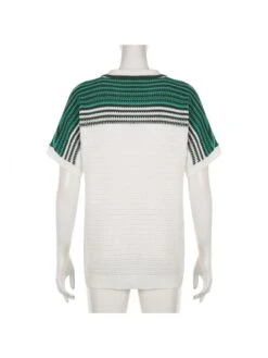 Colorblock Striped Single Breasted Short Sleeve Dress -Women's Clothing Shop P 20240522090010024 833