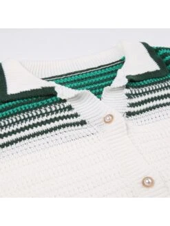 Colorblock Striped Single Breasted Short Sleeve Dress -Women's Clothing Shop P 20240522090011123 885