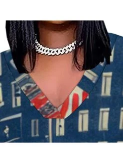 Printed V Neck Short Sleeve Dress -Women's Clothing Shop P 20240522093504478 640