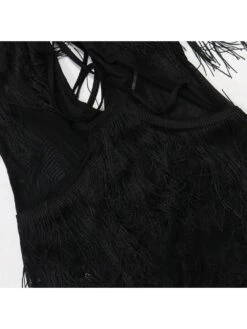 See Through Lace Backless Long Sleeves Dress -Women's Clothing Shop P 20240523085510425 327