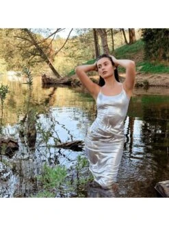 Metallic Bodycon Sleeveless Maxi Dress -Women's Clothing Shop P 20240523181526620 567