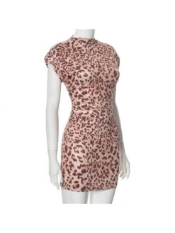 Ruched Leopard Printed Mini Dress -Women's Clothing Shop P 20240524180021162 357