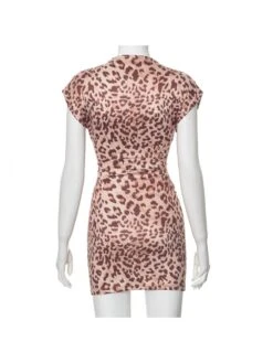 Ruched Leopard Printed Mini Dress -Women's Clothing Shop P 20240524180021626 437