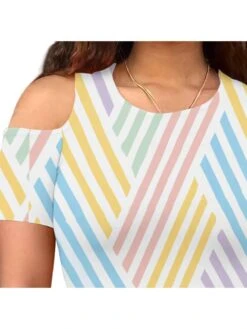 Colorblock Striped Fitted Mini Dress -Women's Clothing Shop P 20240525154503860 138