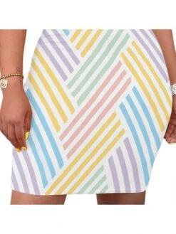 Colorblock Striped Fitted Mini Dress -Women's Clothing Shop P 20240525154504689 198