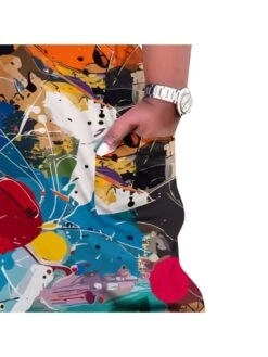 Graffiti Printed Loose Short Sleeve Dress -Women's Clothing Shop P 20240525162021175 630