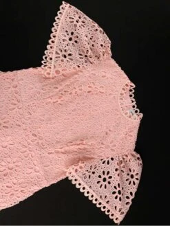 Patchwork Hollow Out Puff Sleeve Midi Dress -Women's Clothing Shop P 20240529113512536 625