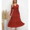 Solid Color Long Sleeve Fitted Long Sleeves Dress