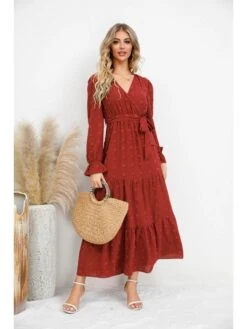 Solid Color Long Sleeve Fitted Long Sleeves Dress -Women's Clothing Shop P 20240529151026560 190