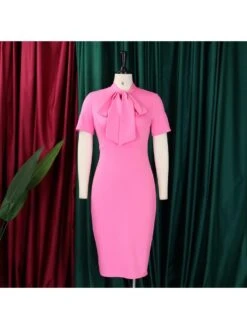 Tie-wrap Mid-rise Fitted Short Sleeve Dress -Women's Clothing Shop P 20240530100021127 535