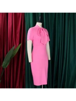 Tie-wrap Mid-rise Fitted Short Sleeve Dress -Women's Clothing Shop P 20240530100021670 409