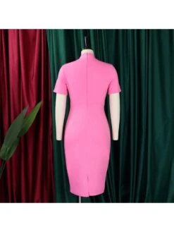 Tie-wrap Mid-rise Fitted Short Sleeve Dress -Women's Clothing Shop P 20240530100022386 596