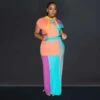 Colorblock High Rise Bodycon Short Sleeve Maxi Dress -Women's Clothing Shop P 20240530143532499 338