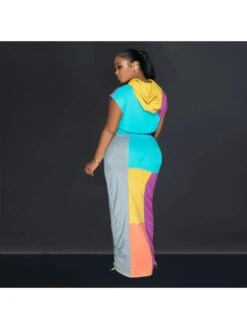 Colorblock High Rise Bodycon Short Sleeve Maxi Dress -Women's Clothing Shop P 20240530143533001 465