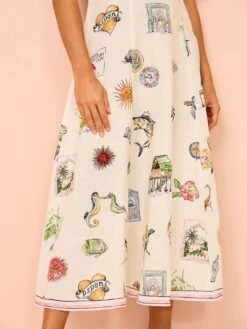 Printed Lacework Puff Sleeve Midi Dress -Women's Clothing Shop P 20240530154003761 782