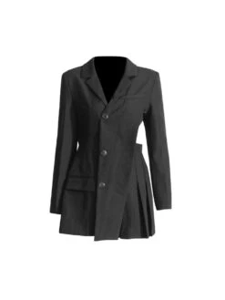 Hollow Out Ruched Single Breasted Irregular Dress -Women's Clothing Shop P 20240530170515531 532