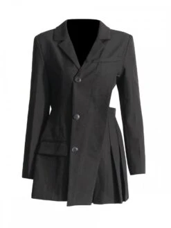 Hollow Out Ruched Single Breasted Irregular Dress -Women's Clothing Shop P 20240530170516334 984