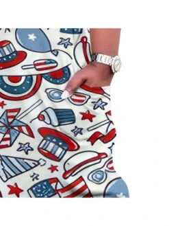 Print V Neck Short Sleeve Midi Dress -Women's Clothing Shop P 20240531142505203 205