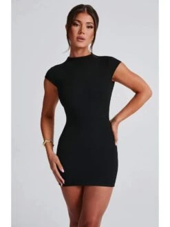 Solid Backless Short Sleeve Mini Dress