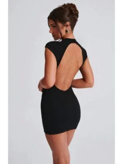 Solid Backless Short Sleeve Mini Dress -Women's Clothing Shop P 20240531175524643 314