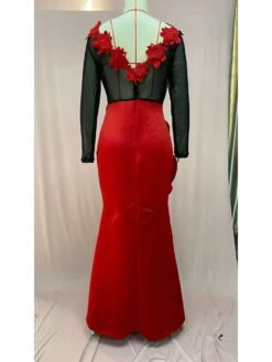 Patchwork See Through Ruffle Mermaid Long Sleeves Dress -Women's Clothing Shop P 20240603100517105 158