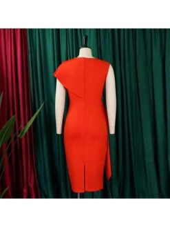 Solid Color Split Hem Zipper Midi Dress -Women's Clothing Shop P 20240603114527066 677