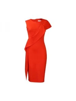 Solid Color Split Hem Zipper Midi Dress -Women's Clothing Shop P 20240603114530812 452