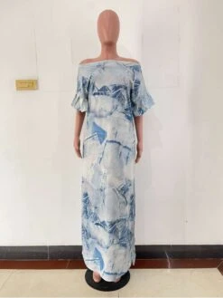 Ruffle Loose Side Slit Frill Sleeve Maxi Dress -Women's Clothing Shop P 20240603142023347 843