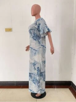 Ruffle Loose Side Slit Frill Sleeve Maxi Dress -Women's Clothing Shop P 20240603142024059 633