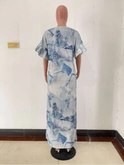 Ruffle Loose Side Slit Frill Sleeve Maxi Dress -Women's Clothing Shop P 20240603142024566 345