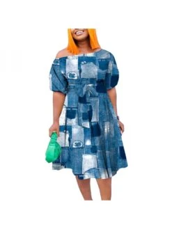 Colorblock Lace Up A-line Short Sleeve Midi Dress -Women's Clothing Shop P 20240604122021637 326