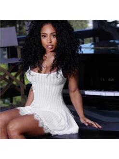 Lacework Tie-wrap Sleeveless Mini Dress -Women's Clothing Shop P 20240605144019468 590