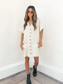 Patchwork Mid-rise Loose Short Sleeve Dress -Women's Clothing Shop P 20240605155212225 470