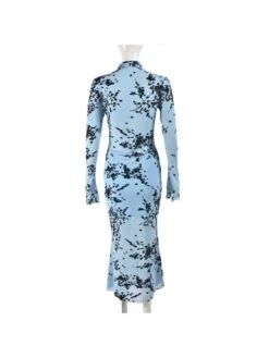 See Through Flocking Bodycon Long Sleeve Dress -Women's Clothing Shop P 20240606090017303 160