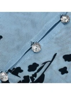 See Through Flocking Bodycon Long Sleeve Dress -Women's Clothing Shop P 20240606090019187 344