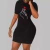 Heart Printed Short Sleeve Mini Dress -Women's Clothing Shop P 20240606180805469 540