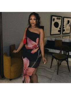 Flower Perspective One Shoulder Maxi Dress -Women's Clothing Shop P 20240607162838741 427