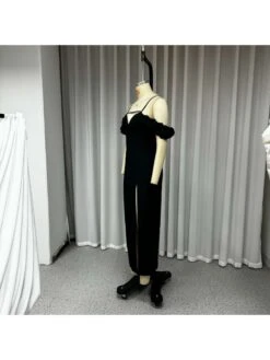 Lace Up Square Neck Fitted Short Sleeve Dress -Women's Clothing Shop P 20240607171608062 127