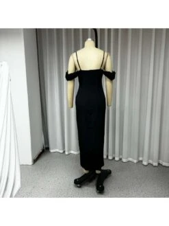 Lace Up Square Neck Fitted Short Sleeve Dress -Women's Clothing Shop P 20240607171608764 914