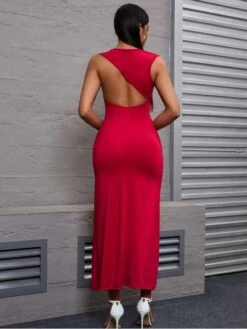 Hollow Out Backless Fitted Maxi Dress -Women's Clothing Shop P 20240607180806720 444